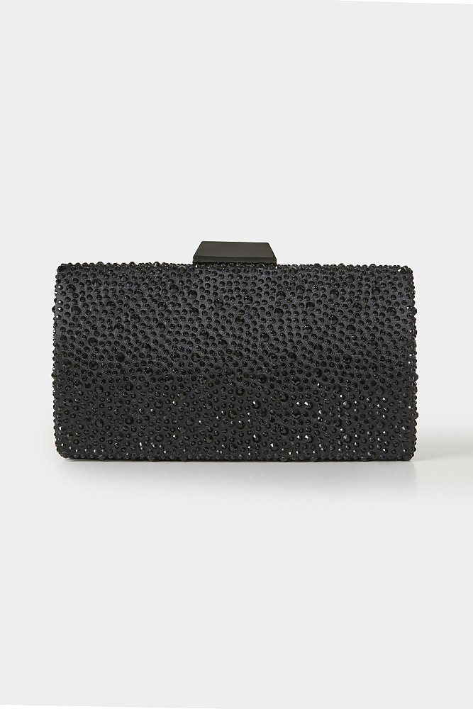 Τσάντα clutch με μαύρα κρύσταλλα