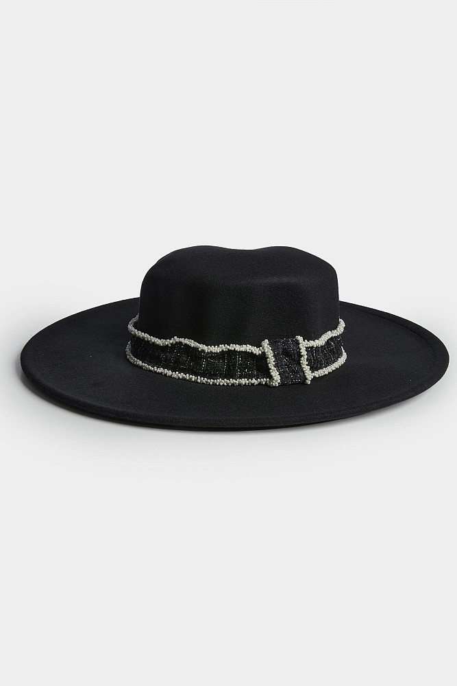 Καπέλο με tweed λεπτομέρεια