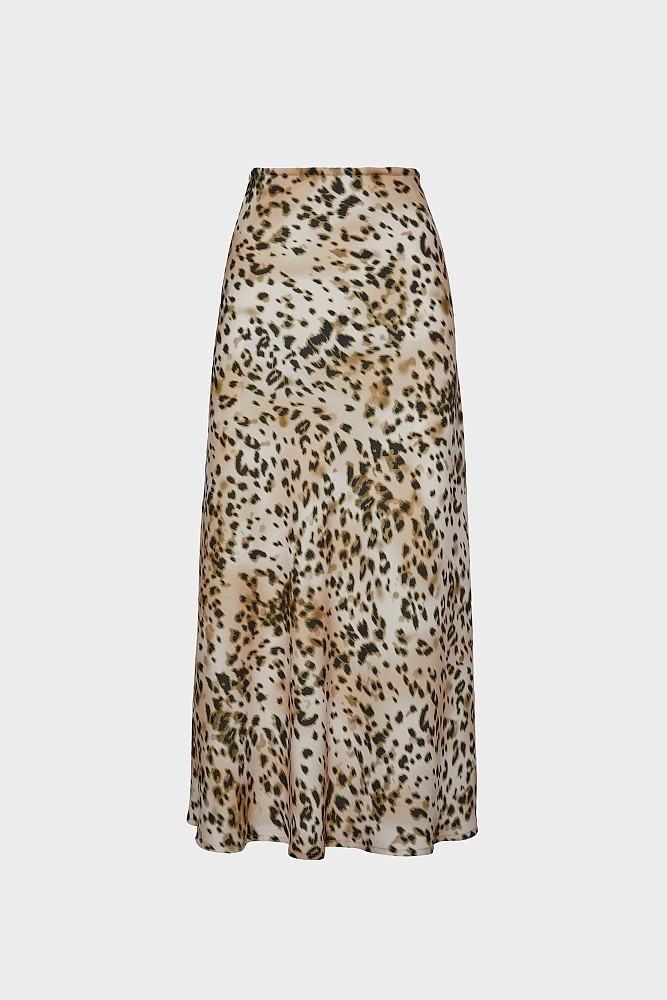Μίντι σατέν φούστα animal print