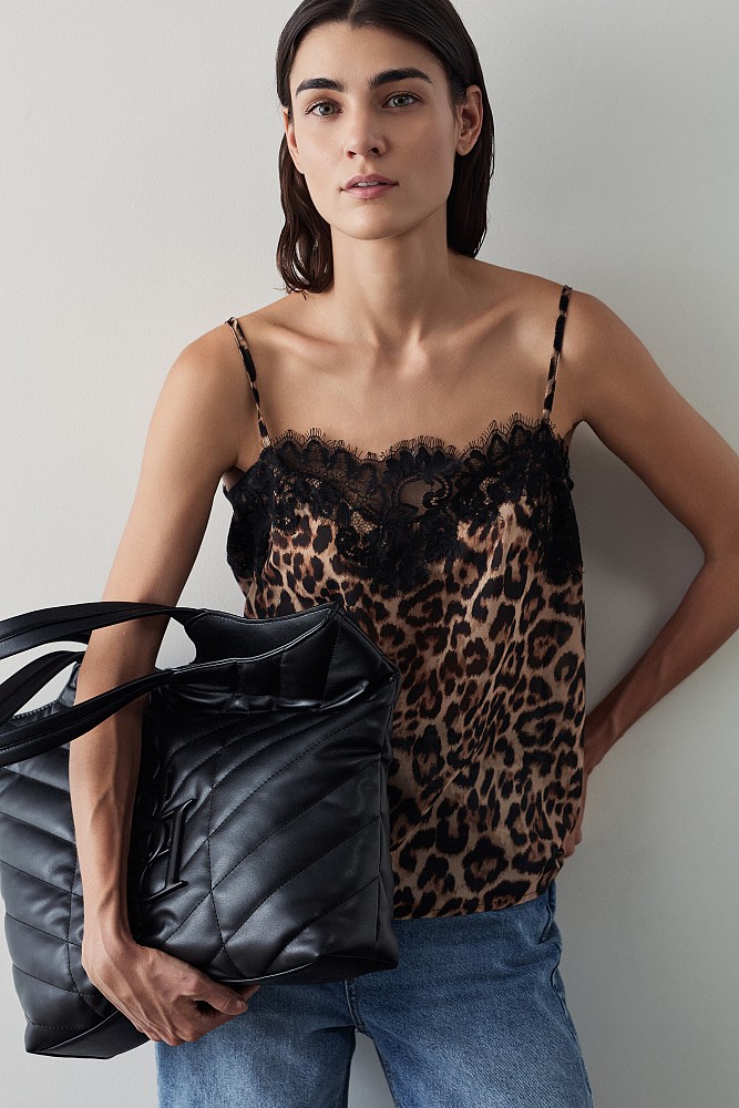 Animal print τοπ με δαντέλα