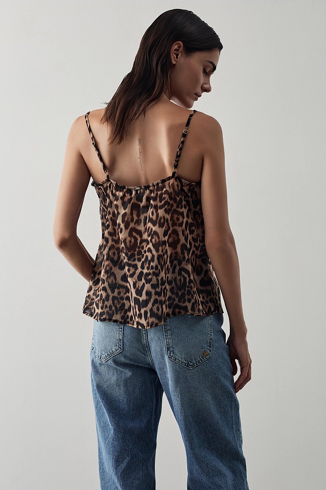 Animal print τοπ με δαντέλα