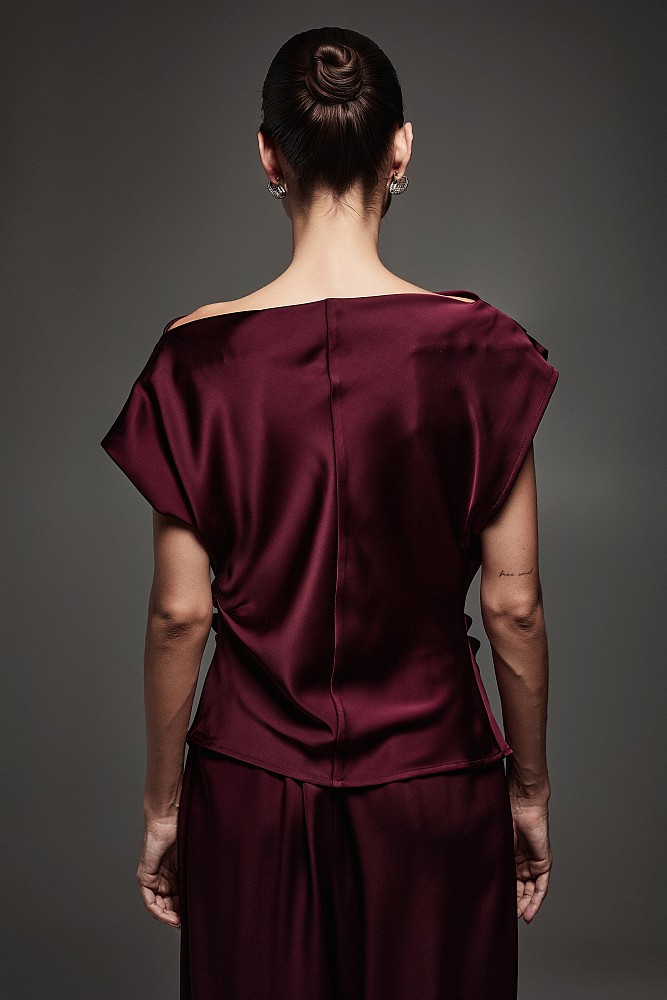 Σατέν μπλούζα με έναν ώμο - Gold label