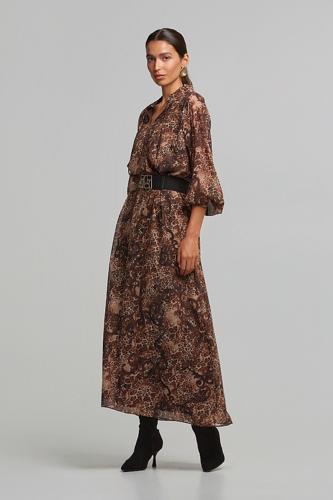 Animal printed μάξι φόρεμα με τσέπες