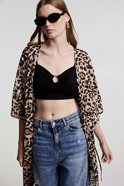 Μάξι κιμονό animal print