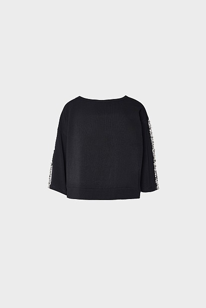 T-shirt με μανίκια διακοσμημένα με κρύσταλλα