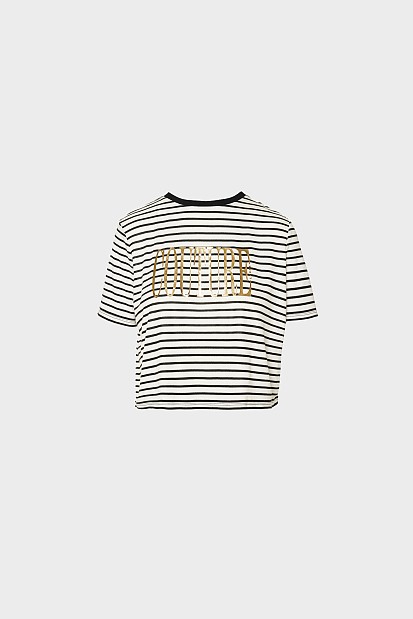 Crop top ριγε με foil τύπωμα