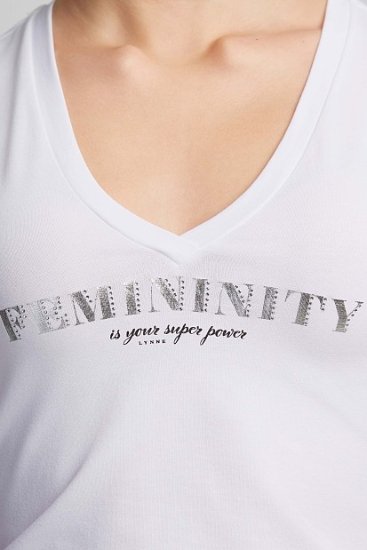 T-shirt με στάμπα και βολάν