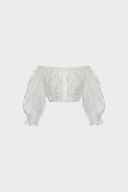 Έξωμη μπλούζα broderie anglaise