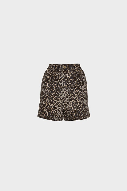 Animal print denim σορτς