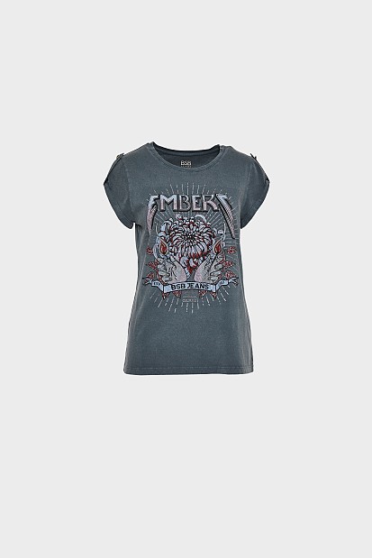 T-shirt με στάμπα και στρας