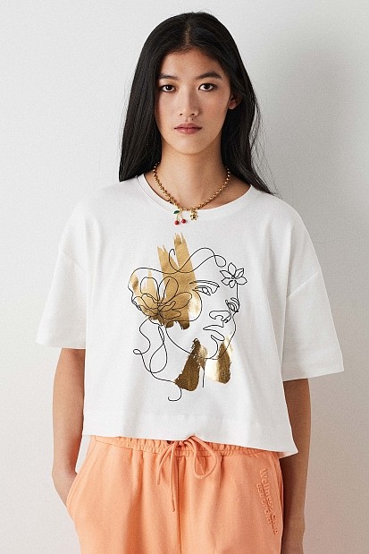T-shirt με λούρεξ τύπωμα