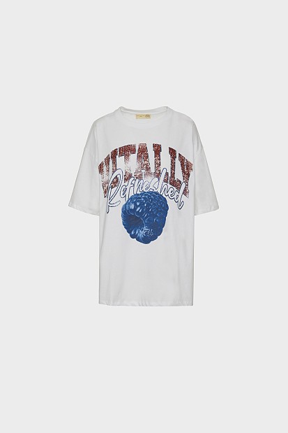 Oversized t-shirt με τύπωμα και στρας