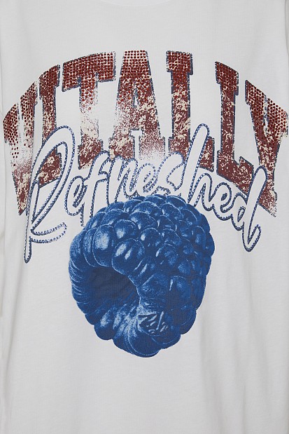Oversized t-shirt με τύπωμα και στρας