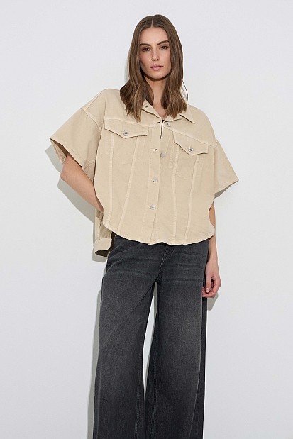 Overshirt distressed με τύπωμα