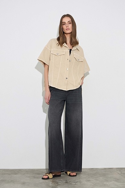 Overshirt distressed με τύπωμα