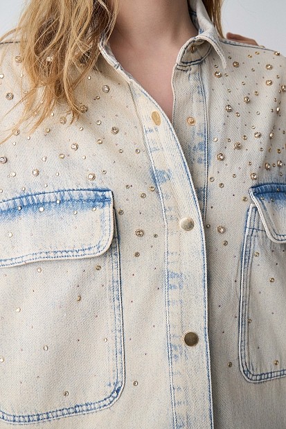 Overshirt denim με στρας