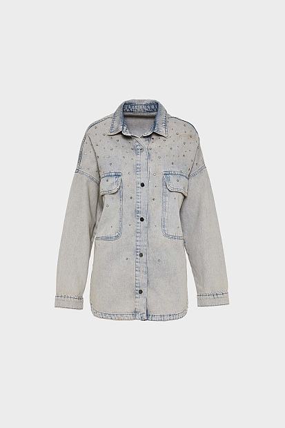 Overshirt denim με στρας