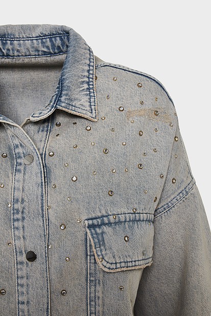 Overshirt denim με στρας