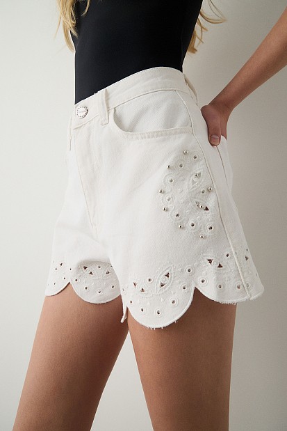 Maya denim σορτς με κέντημα