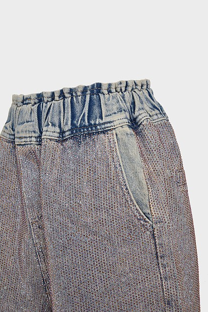 Denim σορτς all over στρας