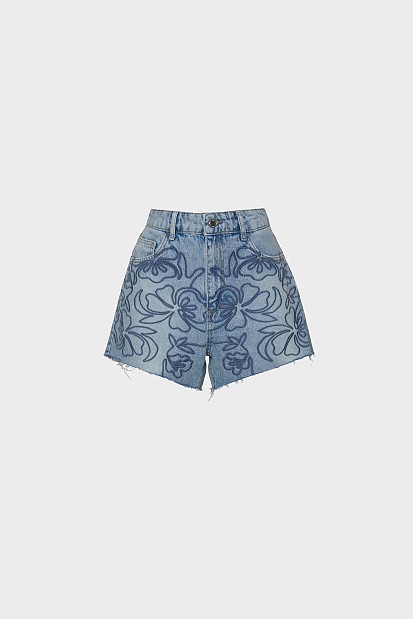 Denim σορτς με κεντητές λεπτομέρειες