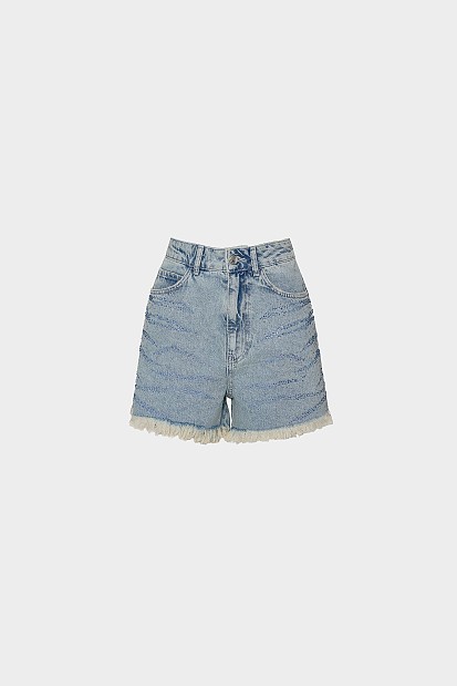 Maya denim σορτς με στρας