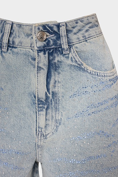 Maya denim σορτς με στρας