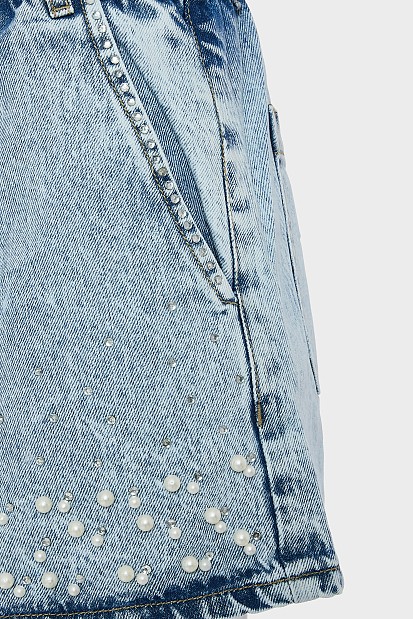 Denim σορτς με πέρλες