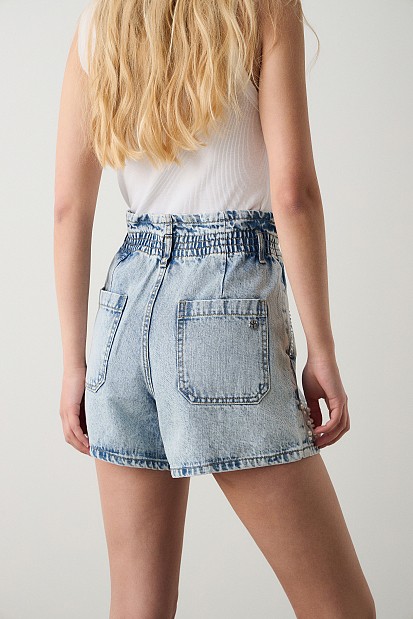 Denim σορτς με πέρλες