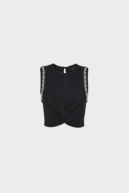 Crop top με πέρλες