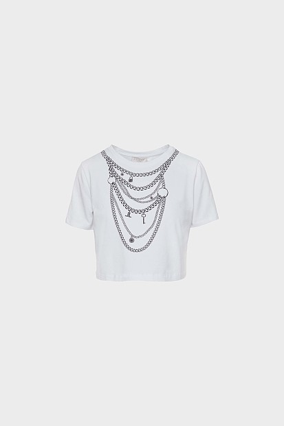 Κροπ T-shirt με τύπωμα