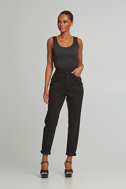 Ψηλόμεσο mom fit τζιν παντελόνι