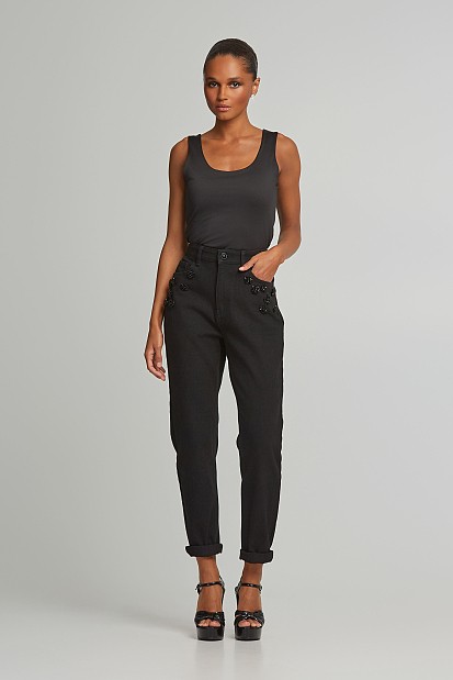 Ψηλόμεσο mom fit τζιν παντελόνι