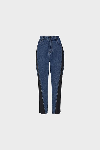 Mom fit τζιν παντελόνι με λεπτομέρειες