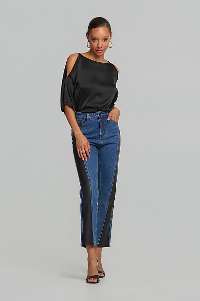 Mom fit τζιν παντελόνι με λεπτομέρειες