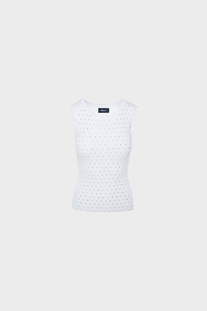 Αμάνικο ribbed τοπ με στρας