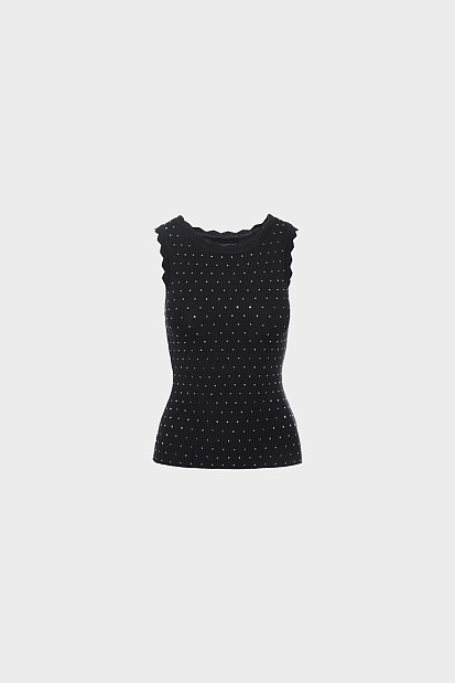 Αμάνικο ribbed τοπ με στρας