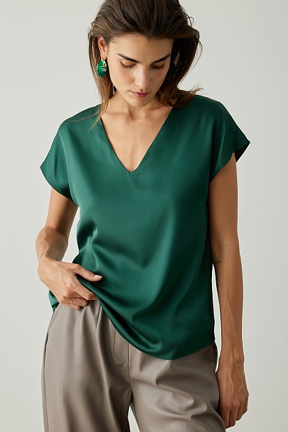 Σατέν V-neck τοπ