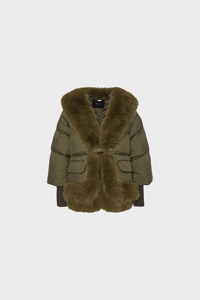Puffer μπουφάν με συνθετική γούνα