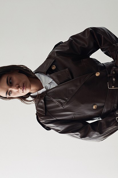 Leather look biker τζάκετ
