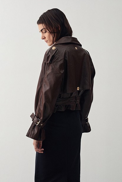 Leather look biker τζάκετ