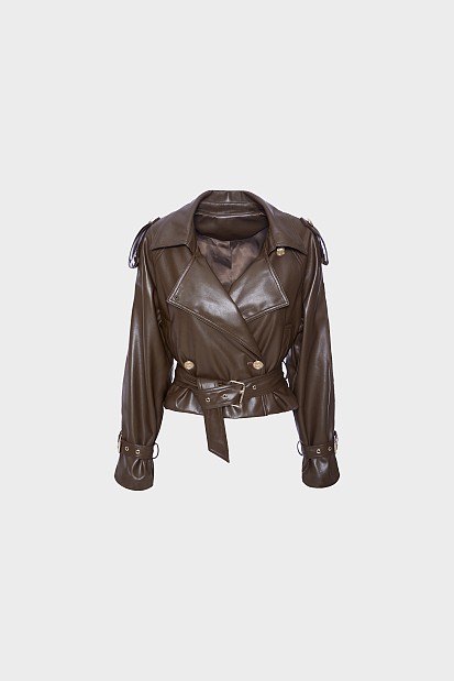 Leather look biker τζάκετ