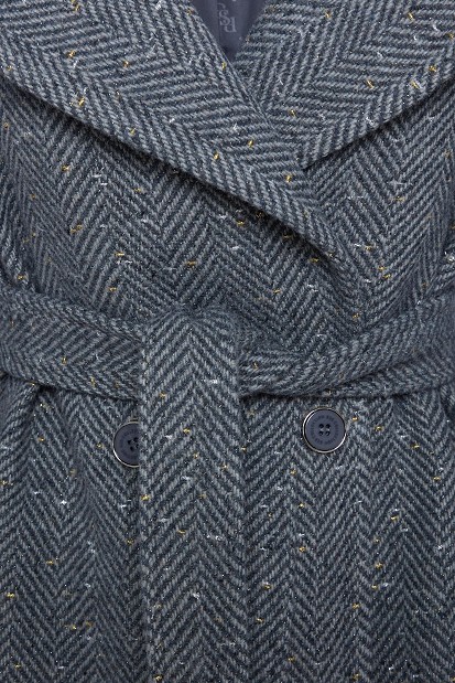 Μακρύ παλτό ψαροκόκαλο με λούρεξ