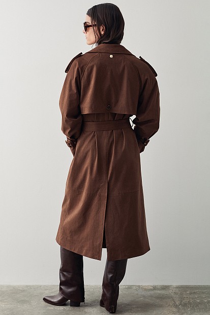 Suede μακριά καπαρτίνα