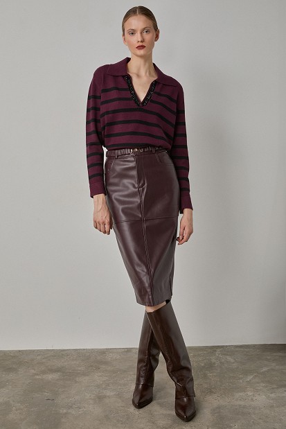 V neck ριγέ πουλόβερ