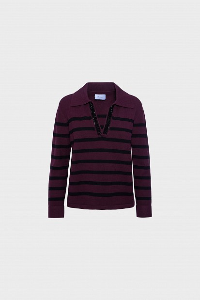 V neck ριγέ πουλόβερ