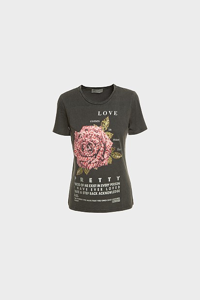 T-shirt με τύπωμα και στρας