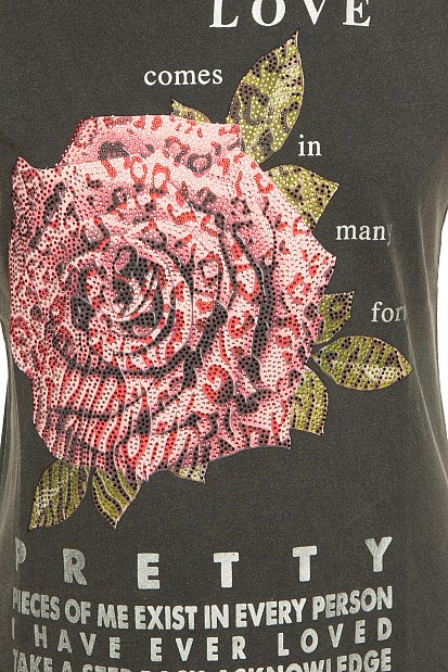 T-shirt με τύπωμα και στρας