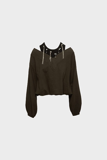 Φούτερ V-neck με στρας