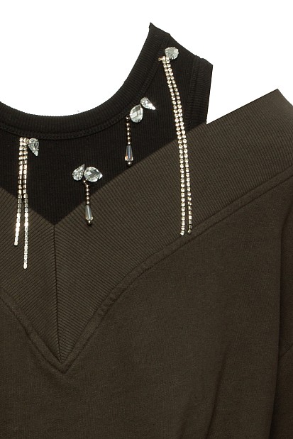 Φούτερ V-neck με στρας